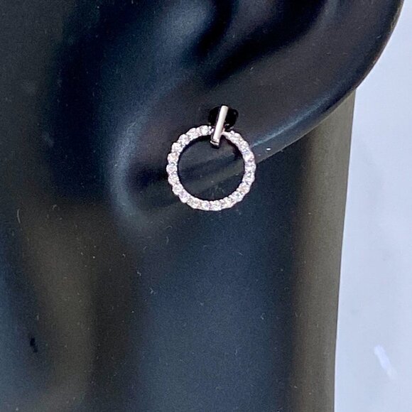 Sterling Silver Cubic Zirconia Circle Stud Earrings - Picture 5 of 10